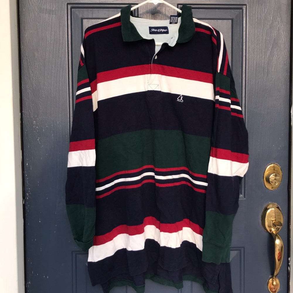 Men’s Striped long sleeve polo